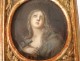 Miniature portrait Saint Mary Magdalene penitent carved wood frame 18th