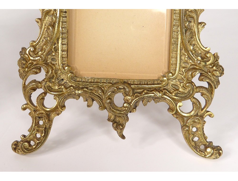 Pair of picture frames Louis XV gilded bronze rocaille foliage