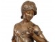 Large bronze sculpture Auguste Moreau Rose of May merchant flowers nineteenth