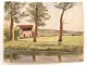 Normandy bocage landscape watercolor house twentieth