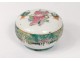 Chinese porcelain round box mandarin characters servants flowers twentieth