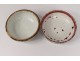 Chinese porcelain round box mandarin characters servants flowers twentieth