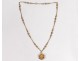 Necklace chain pendant solid gold 18 carats pearl flower 14,80gr gold twentieth