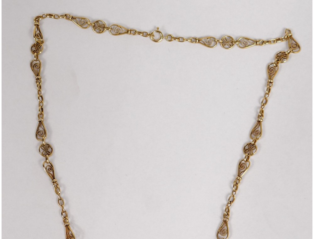 Collier Or Gris 18K Avec 12 Perles De Culture - XXe Siècle - Occasion - Bijou Fin