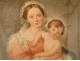 Gouache portrait painting Madonna Virgin Child Jesus painting nineteenth century