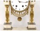 Pendulum gantry Louis XVI white marble gilt bronze cariatides clock nineteenth