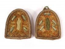 Reliquary double paperolle Saints Agnus dei Relics Modest reliquary 19th