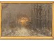 HST snowy landscape orée forest dusk Blin golden frame painting nineteenth