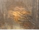 HST snowy landscape orée forest dusk Blin golden frame painting nineteenth