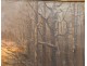 HST snowy landscape orée forest dusk Blin golden frame painting nineteenth