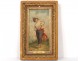 HSP table elegant woman hat ribbon A.Dupuis gilt frame painting nineteenth