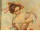 HSP table elegant woman hat ribbon A.Dupuis gilt frame painting nineteenth