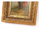 HSP table elegant woman hat ribbon A.Dupuis gilt frame painting nineteenth