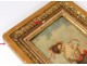 HSP table elegant woman hat ribbon A.Dupuis gilt frame painting nineteenth