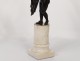 Pair of candelabra 2 fires bronze marble Carrara women antique eagle eighteenth