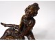 Small bronze sculpture Alfred Barye Children son leapfrog nineteenth century