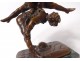 Small bronze sculpture Alfred Barye Children son leapfrog nineteenth century