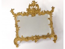 Gilded bronze frame rock mirror ice foliage Napoleon III nineteenth frame