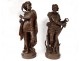 Pair large sculptures Carrier-Belleuse Columbus Anchor nineteenth century