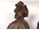Pair large sculptures Carrier-Belleuse Columbus Anchor nineteenth century