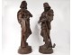 Pair large sculptures Carrier-Belleuse Columbus Anchor nineteenth century