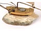 Mother of pearl shell Sables d&#39;Olonne compass gold brass nineteenth