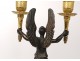 Pair candelabra 2 fires bronze winged Victories women I Empire nineteenth