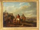 HSP painting characters riders landscape French school painting eighteenth