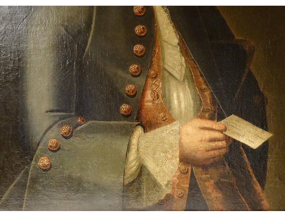 Tableau Portrait XVIIIe Siècle - B.A. Teulières, Maire De Montauban, Signé Bouton - Huile Sur Toile à Restaurer