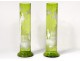 Pair vases glass enamelled mary Grégory kids tree fruit landscape nineteenth