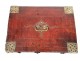 Writing case of travel box embossed leather gilded brass seventeenth eighteenth century