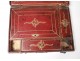 Writing case of travel box embossed leather gilded brass seventeenth eighteenth century