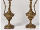 Pair cassolettes candlesticks ewers bronze profile characters snake 19th
