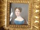 Miniature painted portrait elegant woman Josephine Lhoest stuccoed nineteenth