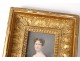 Miniature painted portrait elegant woman Josephine Lhoest stuccoed nineteenth