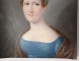 Miniature painted portrait elegant woman Josephine Lhoest stuccoed nineteenth