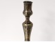 Candlestick Flame Louix XIV bronze cut corners candlestick XVIIth century