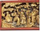 Panel carved bas-relief gilded dignitaries characters China XIX