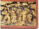 Panel carved bas-relief gilded dignitaries characters China XIX