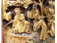 Panel carved bas-relief gilded dignitaries characters China XIX