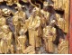 Panel carved bas-relief gilded dignitaries characters China XIX