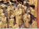 Panel carved bas-relief gilded dignitaries characters China XIX