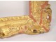 Large frame Regency carved wood gilded flowers antique french frame XVIII