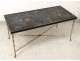 Coffee table Maison Baguès lacquer gilded bronze bamboo peonies birds twentieth