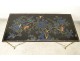 Coffee table Maison Baguès lacquer gilded bronze bamboo peonies birds twentieth