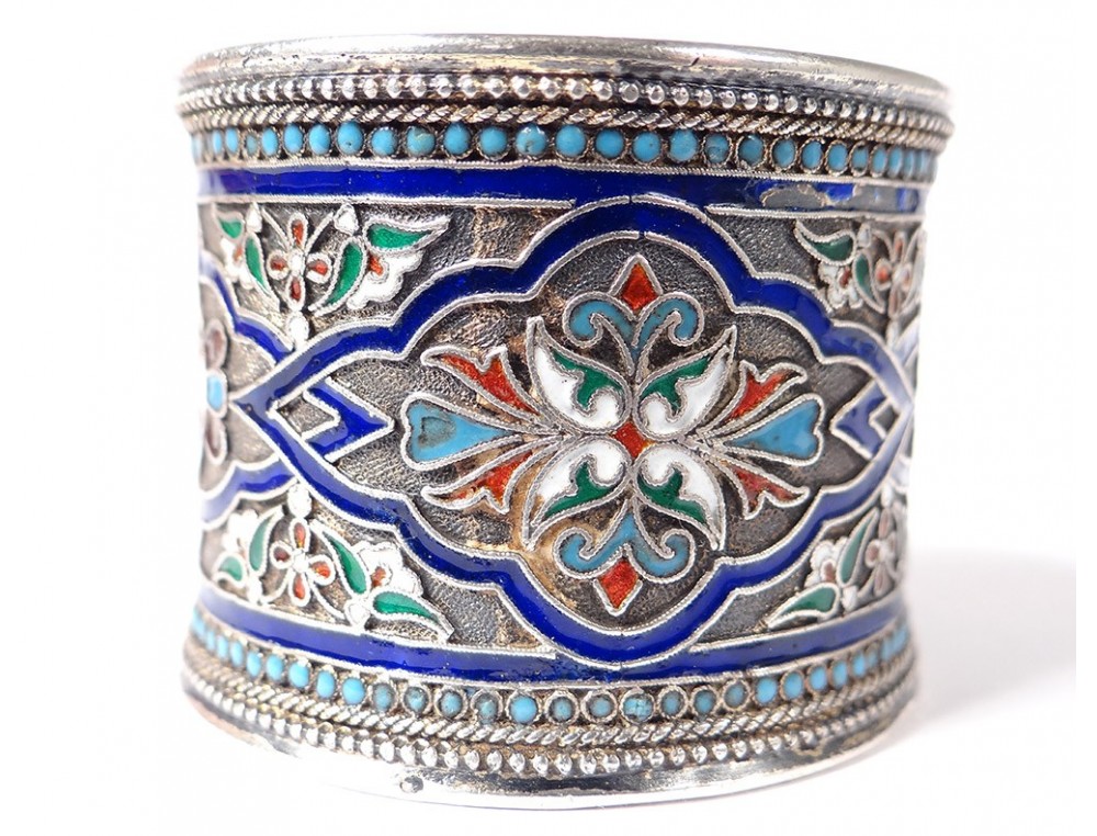 Rond De Serviette Ancien En Argent 39g - Décor Fleur De Lys Monogrammé WJ (1883)