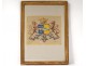 Coat of arms on watercolor paper blazon marquis of Fuentafel lions eighteenth