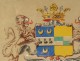 Coat of arms on watercolor paper blazon marquis of Fuentafel lions eighteenth