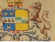 Coat of arms on watercolor paper blazon marquis of Fuentafel lions eighteenth