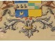 Coat of arms on watercolor paper blazon marquis of Fuentafel lions eighteenth